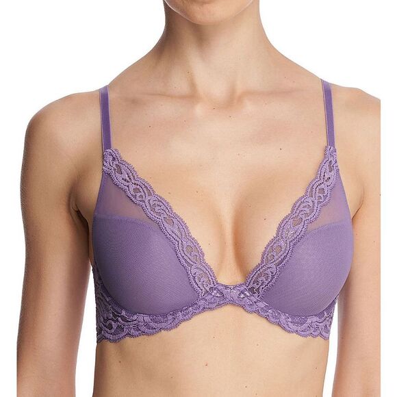 Natori NWT UNDERWIRE Feathers Plunge T-Shirt Bra 38D Purple Haze - Picture 1 of 4